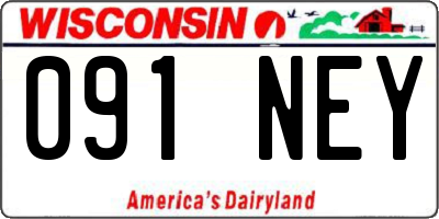 WI license plate 091NEY