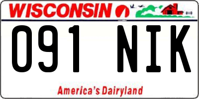 WI license plate 091NIK
