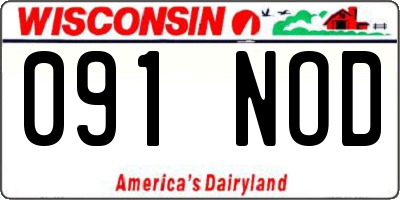 WI license plate 091NOD