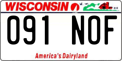 WI license plate 091NOF