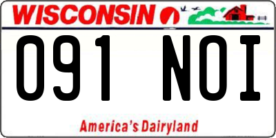 WI license plate 091NOI