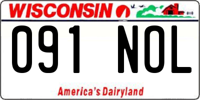 WI license plate 091NOL