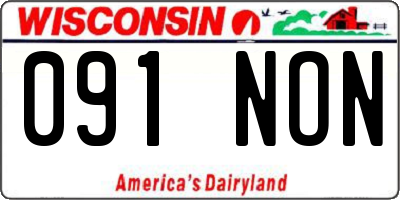 WI license plate 091NON