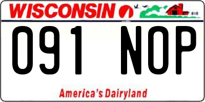 WI license plate 091NOP