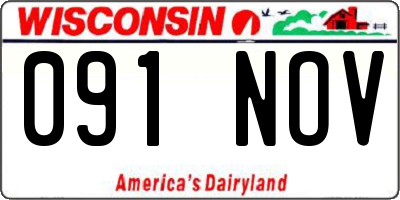 WI license plate 091NOV