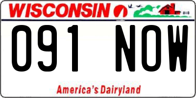 WI license plate 091NOW