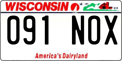 WI license plate 091NOX