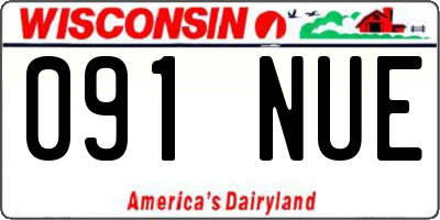 WI license plate 091NUE