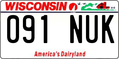 WI license plate 091NUK