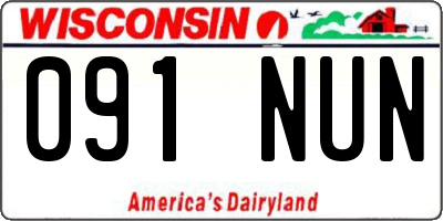 WI license plate 091NUN
