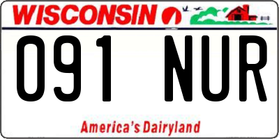 WI license plate 091NUR