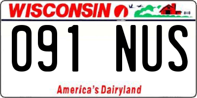 WI license plate 091NUS