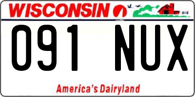 WI license plate 091NUX