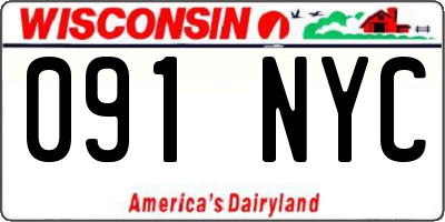 WI license plate 091NYC