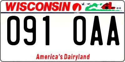 WI license plate 091OAA