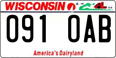 WI license plate 091OAB