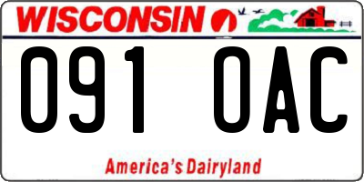 WI license plate 091OAC