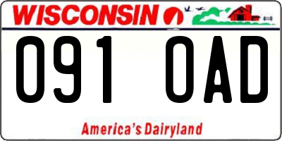 WI license plate 091OAD