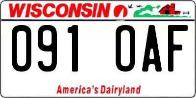 WI license plate 091OAF