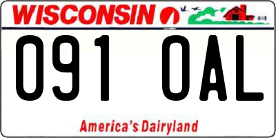 WI license plate 091OAL