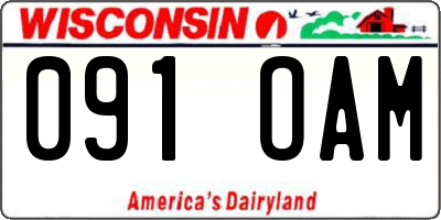 WI license plate 091OAM