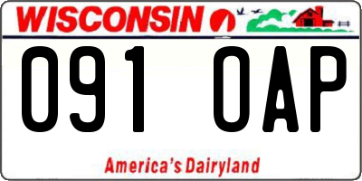 WI license plate 091OAP