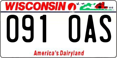 WI license plate 091OAS