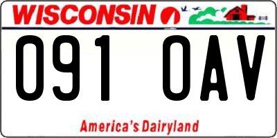 WI license plate 091OAV