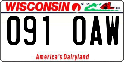 WI license plate 091OAW