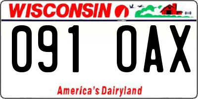 WI license plate 091OAX