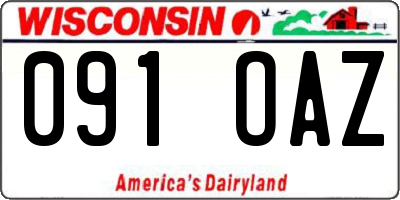 WI license plate 091OAZ