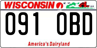 WI license plate 091OBD