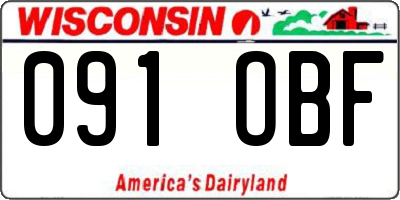WI license plate 091OBF
