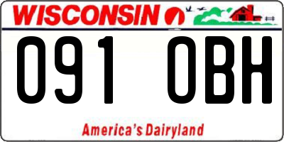 WI license plate 091OBH