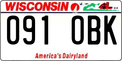 WI license plate 091OBK