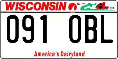 WI license plate 091OBL