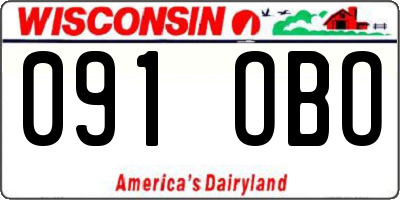 WI license plate 091OBO