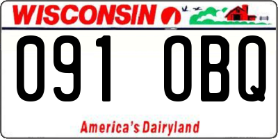WI license plate 091OBQ