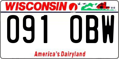WI license plate 091OBW