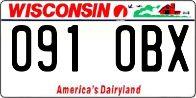 WI license plate 091OBX