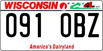 WI license plate 091OBZ