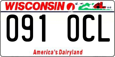 WI license plate 091OCL