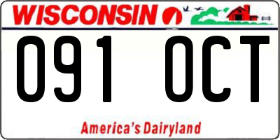 WI license plate 091OCT