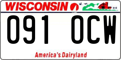 WI license plate 091OCW