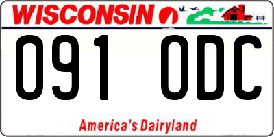 WI license plate 091ODC