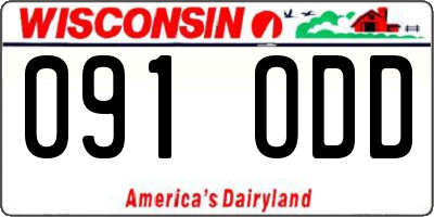 WI license plate 091ODD
