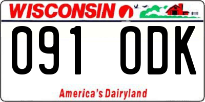 WI license plate 091ODK