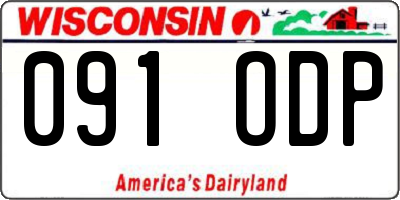 WI license plate 091ODP