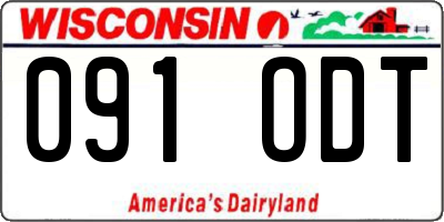 WI license plate 091ODT
