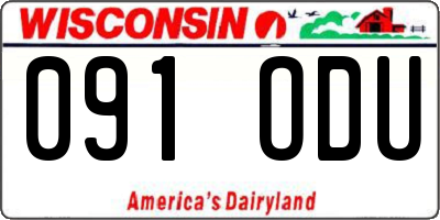 WI license plate 091ODU